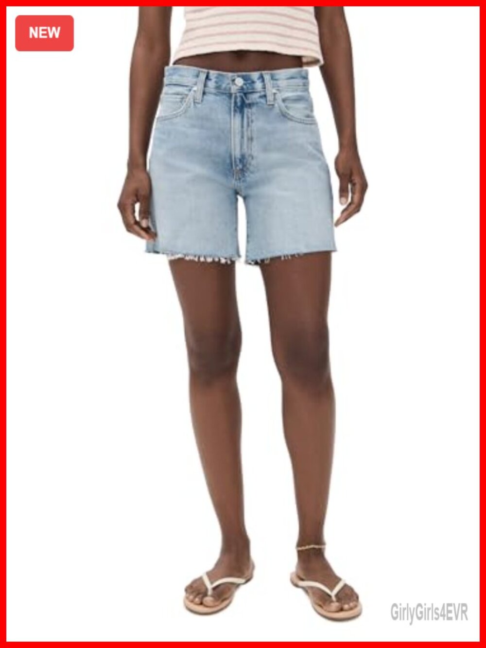 High Rise Distressed Denim Shorts Women's Fitted Jean Shorts 6" Inseam